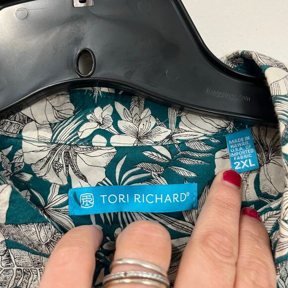 Tori Richard Green Floral Hawaiian Aloha Tropical Cotton Button Shirt 2XL - Picture 3 of 10